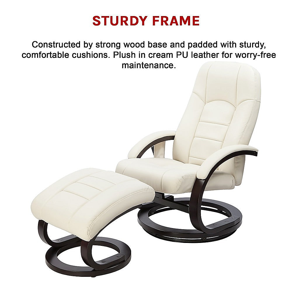 PU Leather Deluxe Massage Chair Recliner Ottoman Lounge Remote - TRENDZ