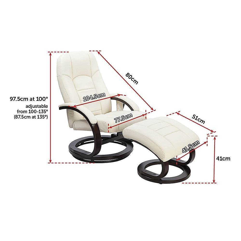 PU Leather Deluxe Massage Chair Recliner Ottoman Lounge Remote - TRENDZ