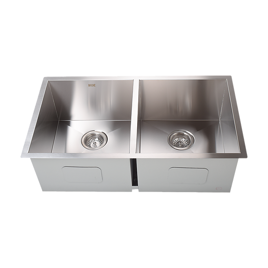 820x457mm Handmade Stainless Steel Undermount / Topmount Kitchen Laundry Sink with Waste - TRENDZ