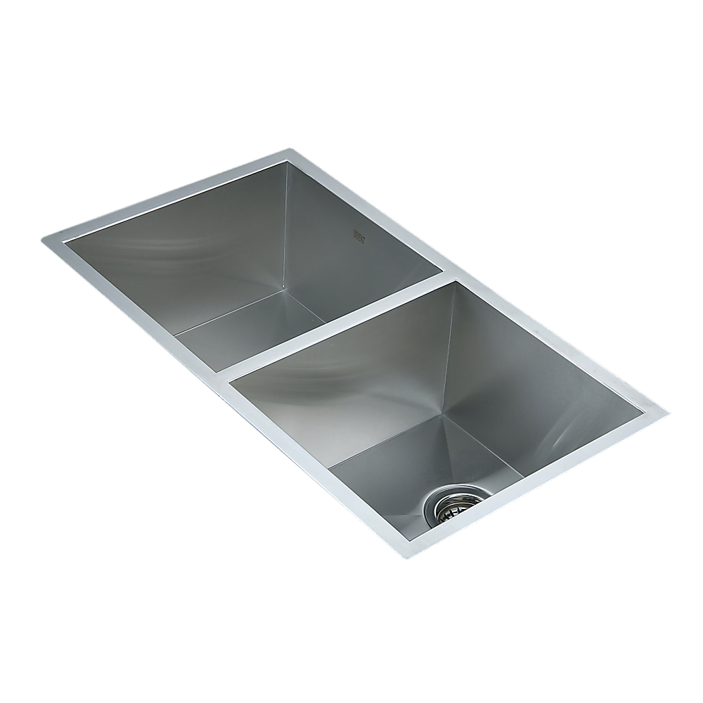 820x457mm Handmade Stainless Steel Undermount / Topmount Kitchen Laundry Sink with Waste - TRENDZ