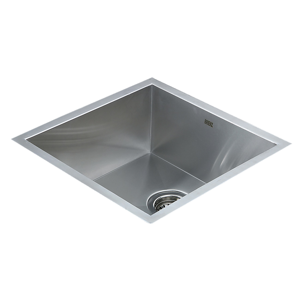 440x440mm Handmade Stainless Steel Undermount / Topmount Kitchen Laundry Sink with Waste - TRENDZ