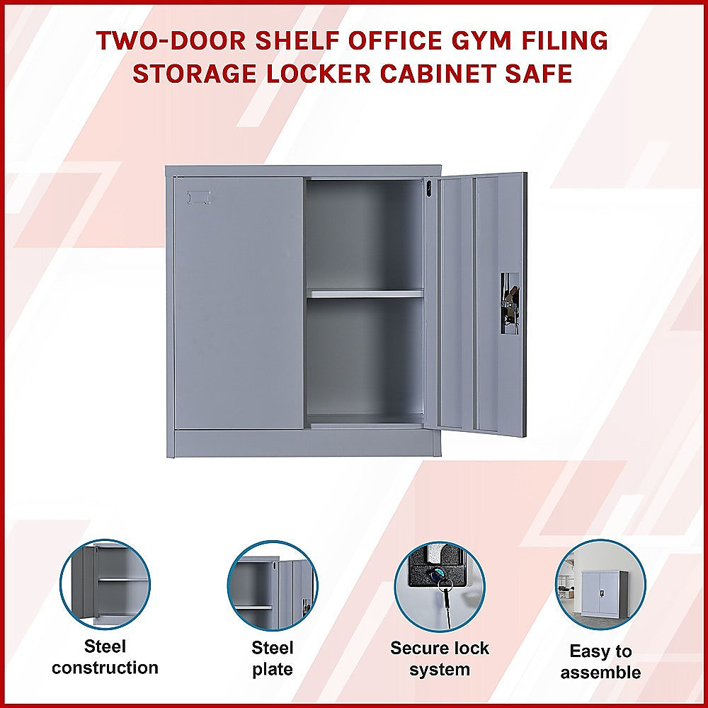 Two-Door Shelf Office Gym Filing Storage Locker Cabinet Safe - TRENDZ