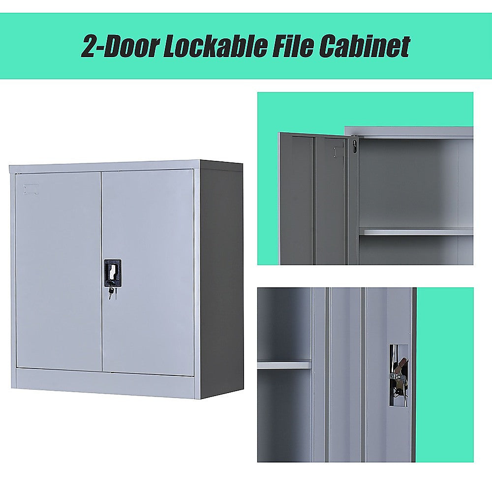 Two-Door Shelf Office Gym Filing Storage Locker Cabinet Safe - TRENDZ