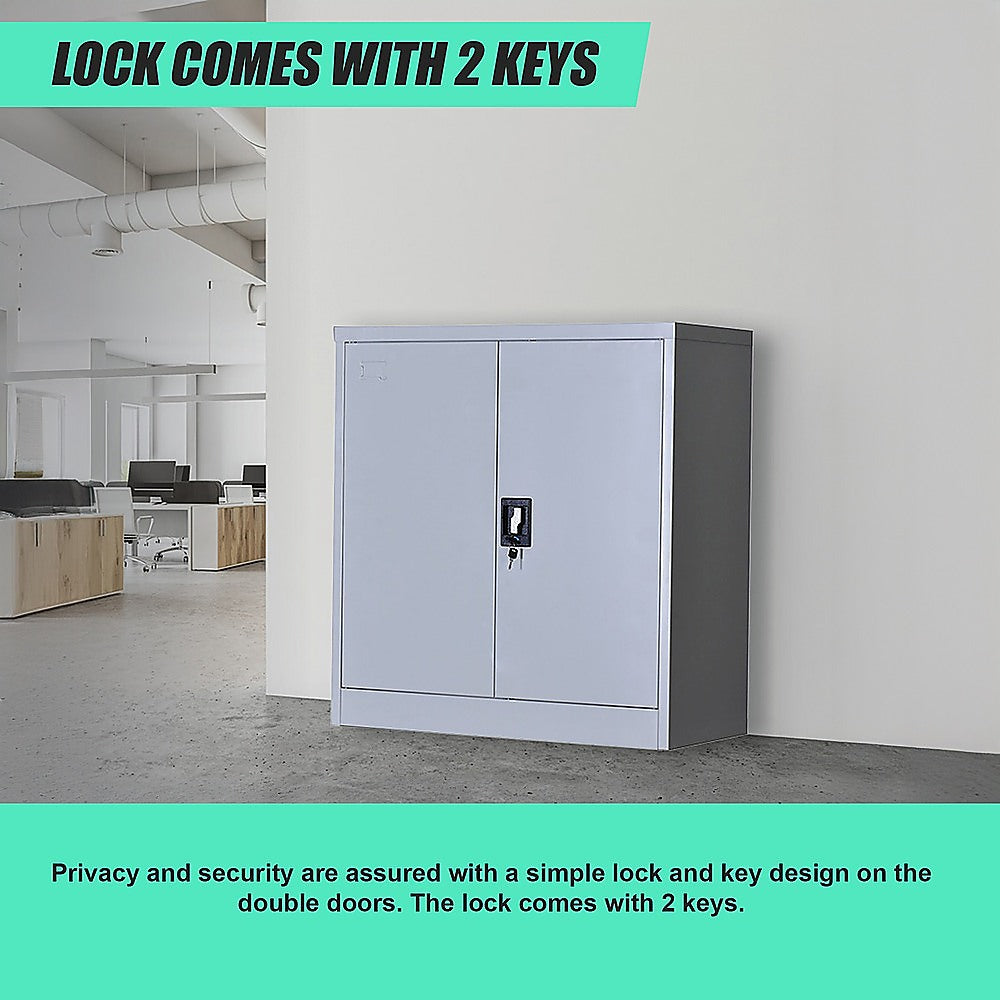 Two-Door Shelf Office Gym Filing Storage Locker Cabinet Safe - TRENDZ