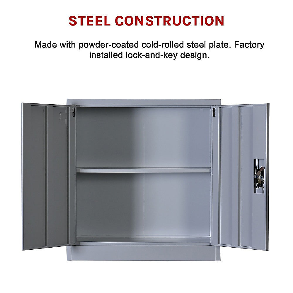 Two-Door Shelf Office Gym Filing Storage Locker Cabinet Safe - TRENDZ