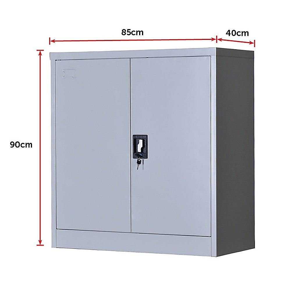 Two-Door Shelf Office Gym Filing Storage Locker Cabinet Safe - TRENDZ
