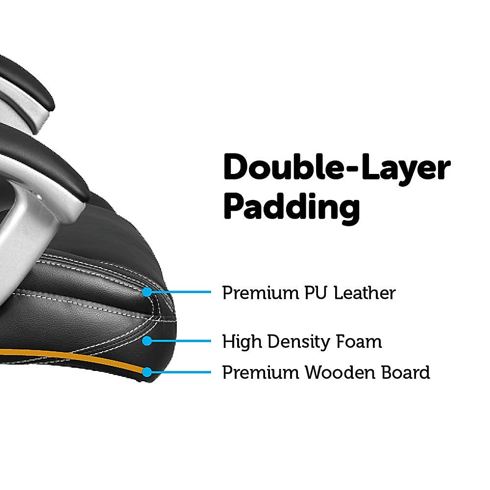 PU Leather Office Chair Executive Padded Black - TRENDZ