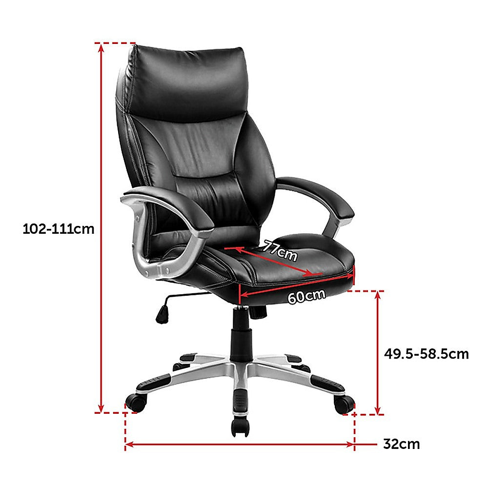 PU Leather Office Chair Executive Padded Black - TRENDZ