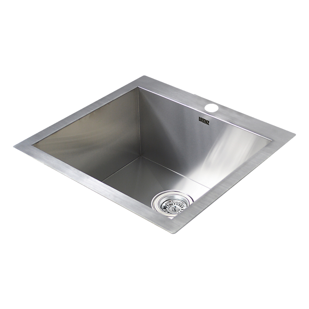 530x505mm Handmade Stainless Steel Topmount Kitchen Laundry Sink with Waste - TRENDZ