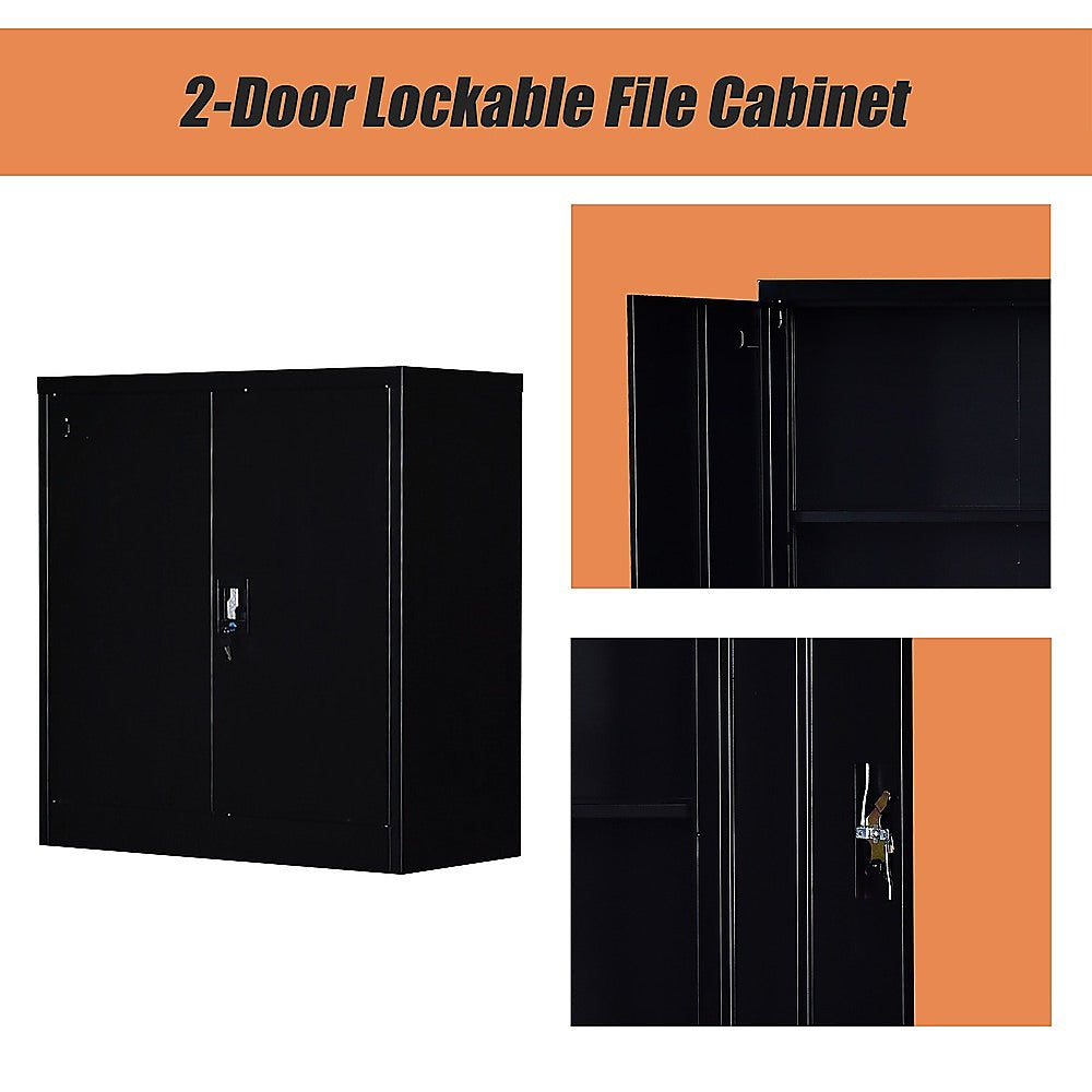 Two-Door Shelf Office Gym Filing Storage Locker Cabinet Safe - TRENDZ
