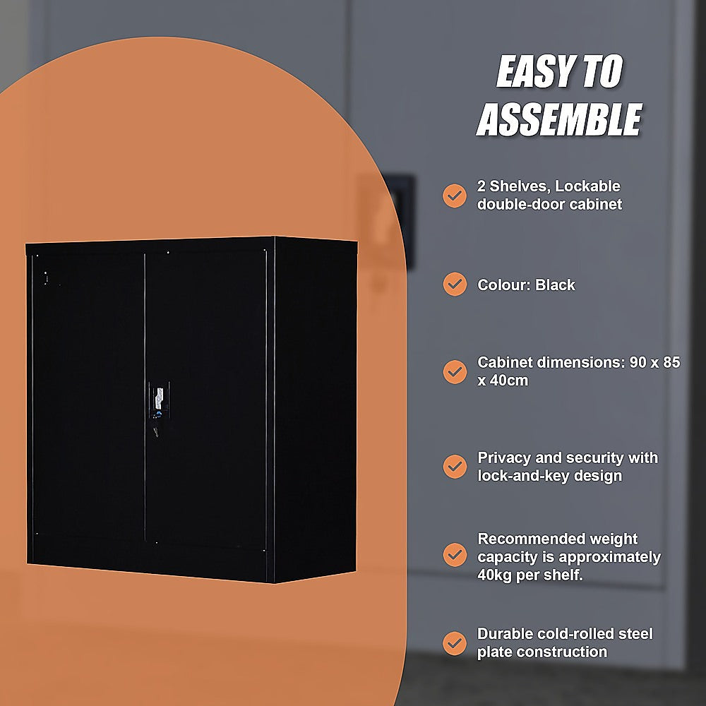 Two-Door Shelf Office Gym Filing Storage Locker Cabinet Safe - TRENDZ