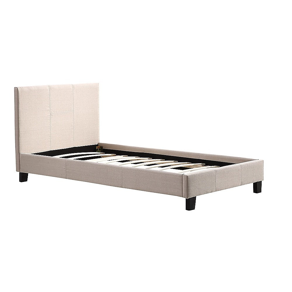Single Linen Fabric Bed Frame Beige - TRENDZ