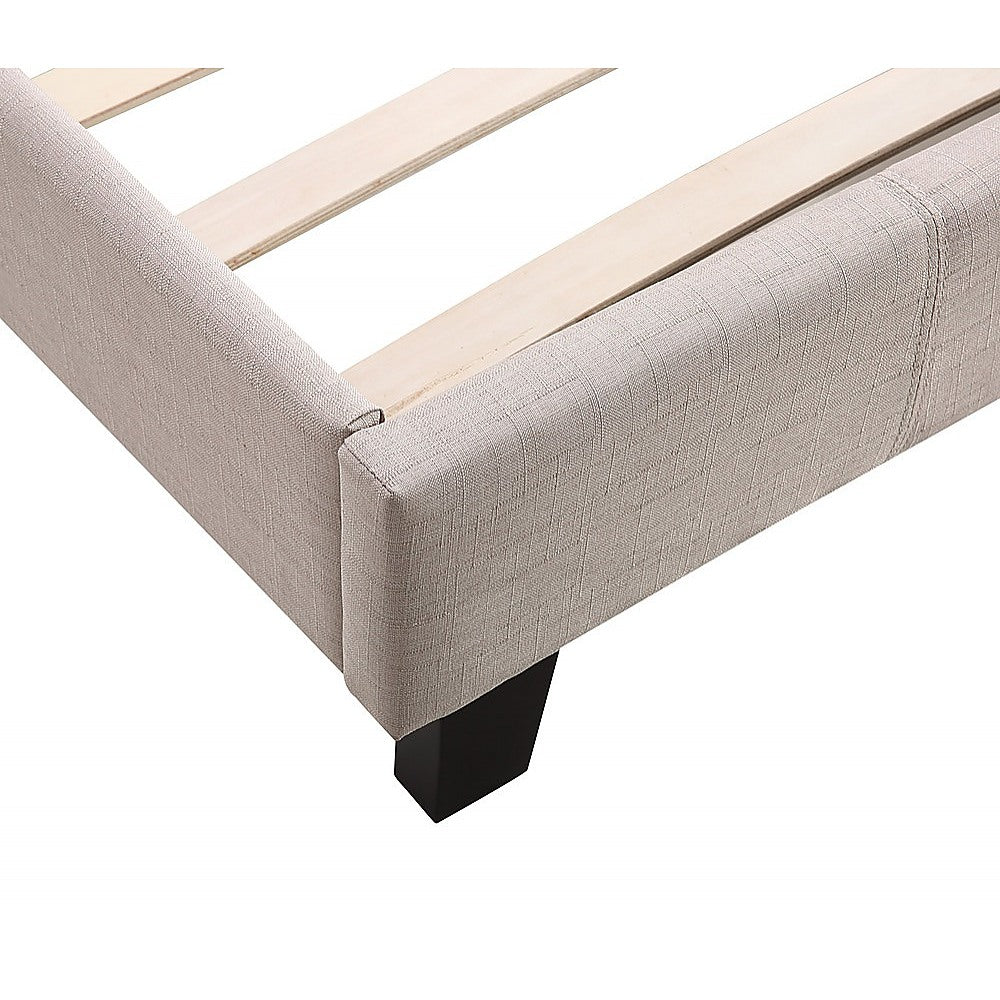 Single Linen Fabric Bed Frame Beige - TRENDZ