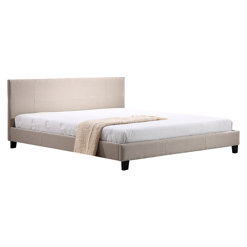 King Linen Fabric Bed Frame Beige - TRENDZ