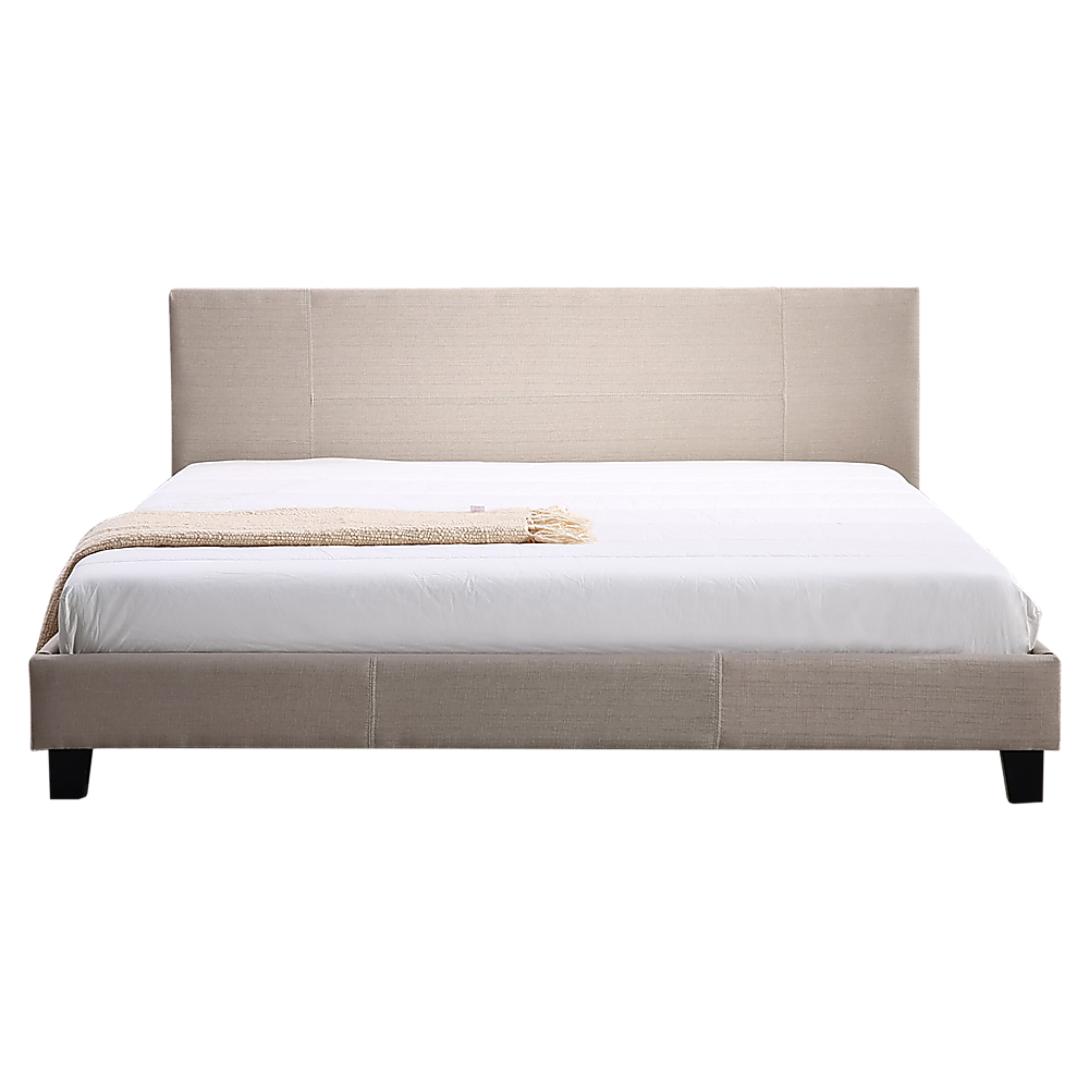 King Linen Fabric Bed Frame Beige - TRENDZ