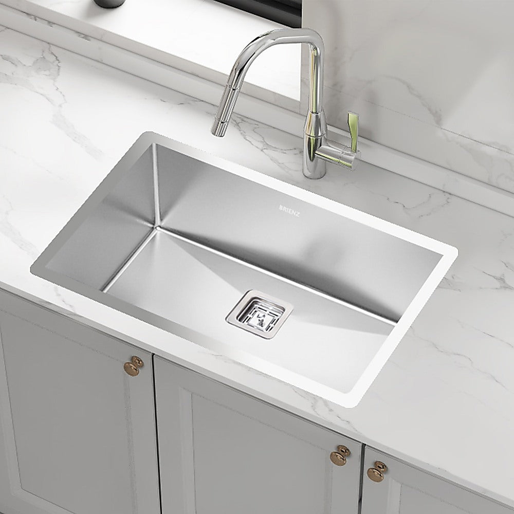 810x505mm Handmade 1.5mm Stainless Steel Undermount / Topmount Kitchen Sink with Square Waste - TRENDZ
