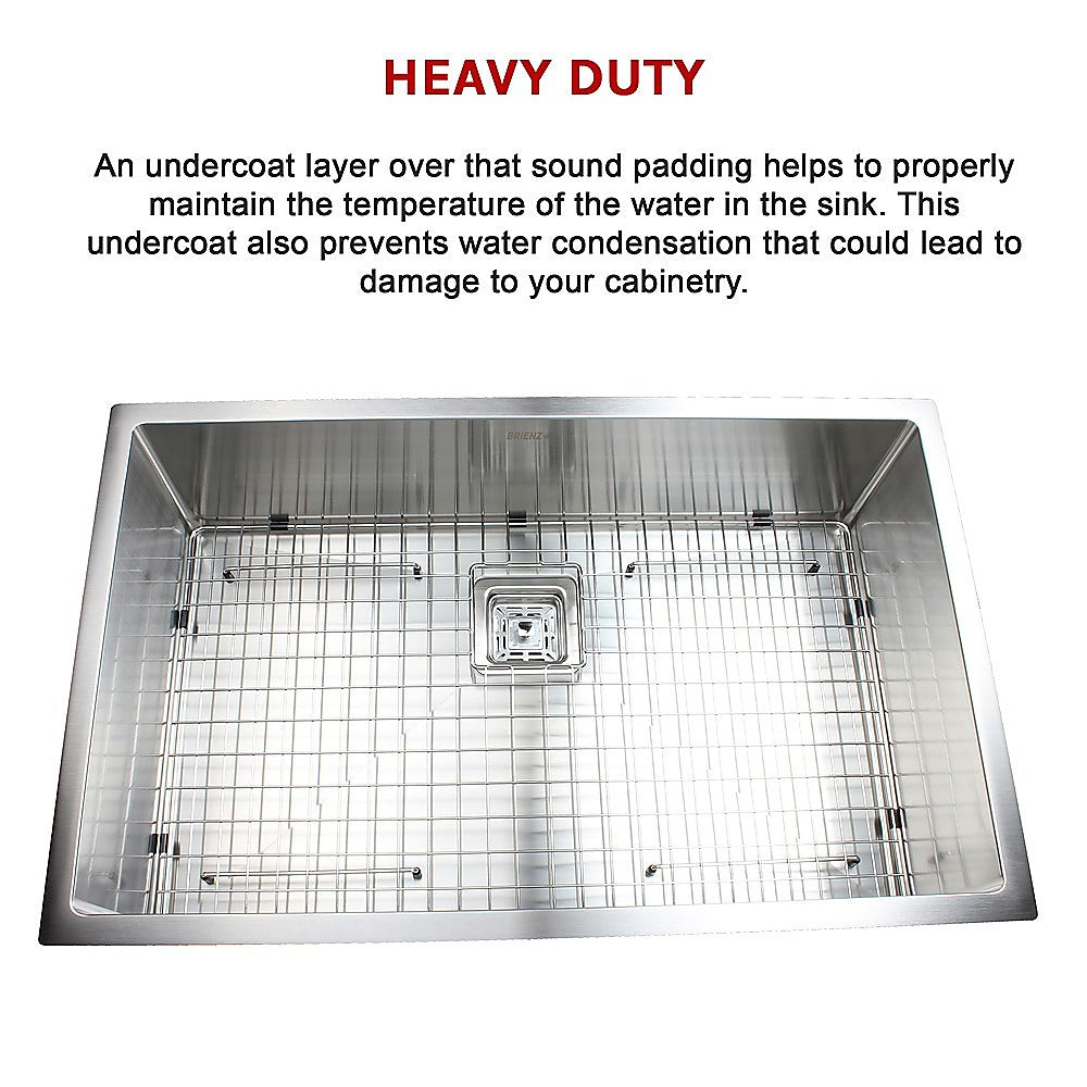 810x505mm Handmade 1.5mm Stainless Steel Undermount / Topmount Kitchen Sink with Square Waste - TRENDZ