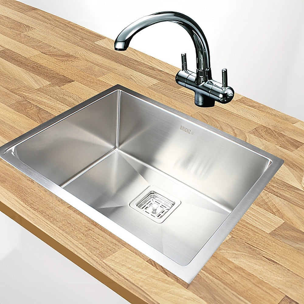 550x455mm Handmade 1.5mm Stainless Steel Undermount / Topmount Kitchen Sink with Square Waste - TRENDZ