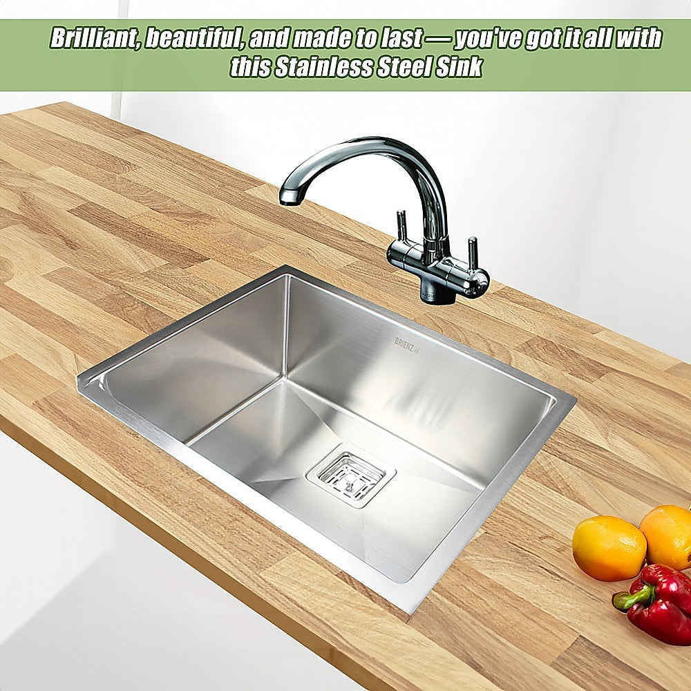 550x455mm Handmade 1.5mm Stainless Steel Undermount / Topmount Kitchen Sink with Square Waste - TRENDZ