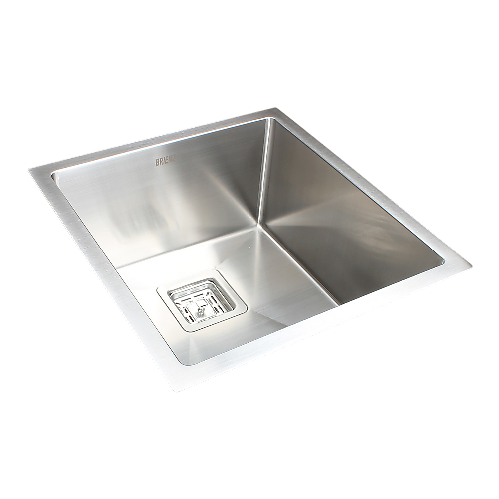 430x455mm Handmade 1.5mm Stainless Steel Undermount / Topmount Kitchen Sink with Square Waste - TRENDZ