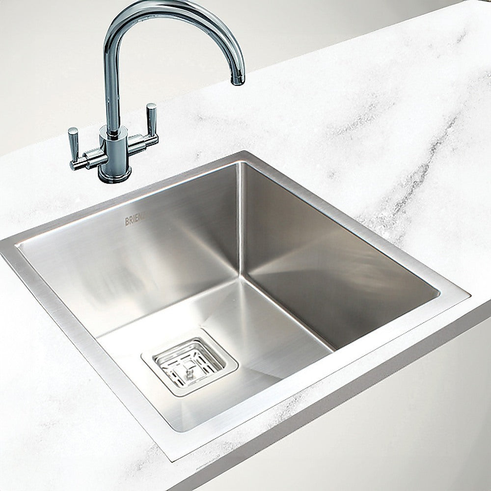 430x455mm Handmade 1.5mm Stainless Steel Undermount / Topmount Kitchen Sink with Square Waste - TRENDZ