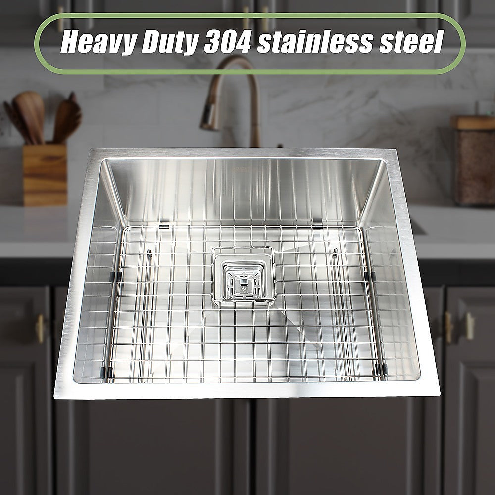 430x455mm Handmade 1.5mm Stainless Steel Undermount / Topmount Kitchen Sink with Square Waste - TRENDZ