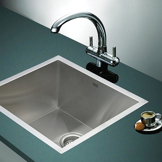 510x450mm Handmade Stainless Steel Undermount / Topmount Kitchen Laundry Sink with Waste - TRENDZ