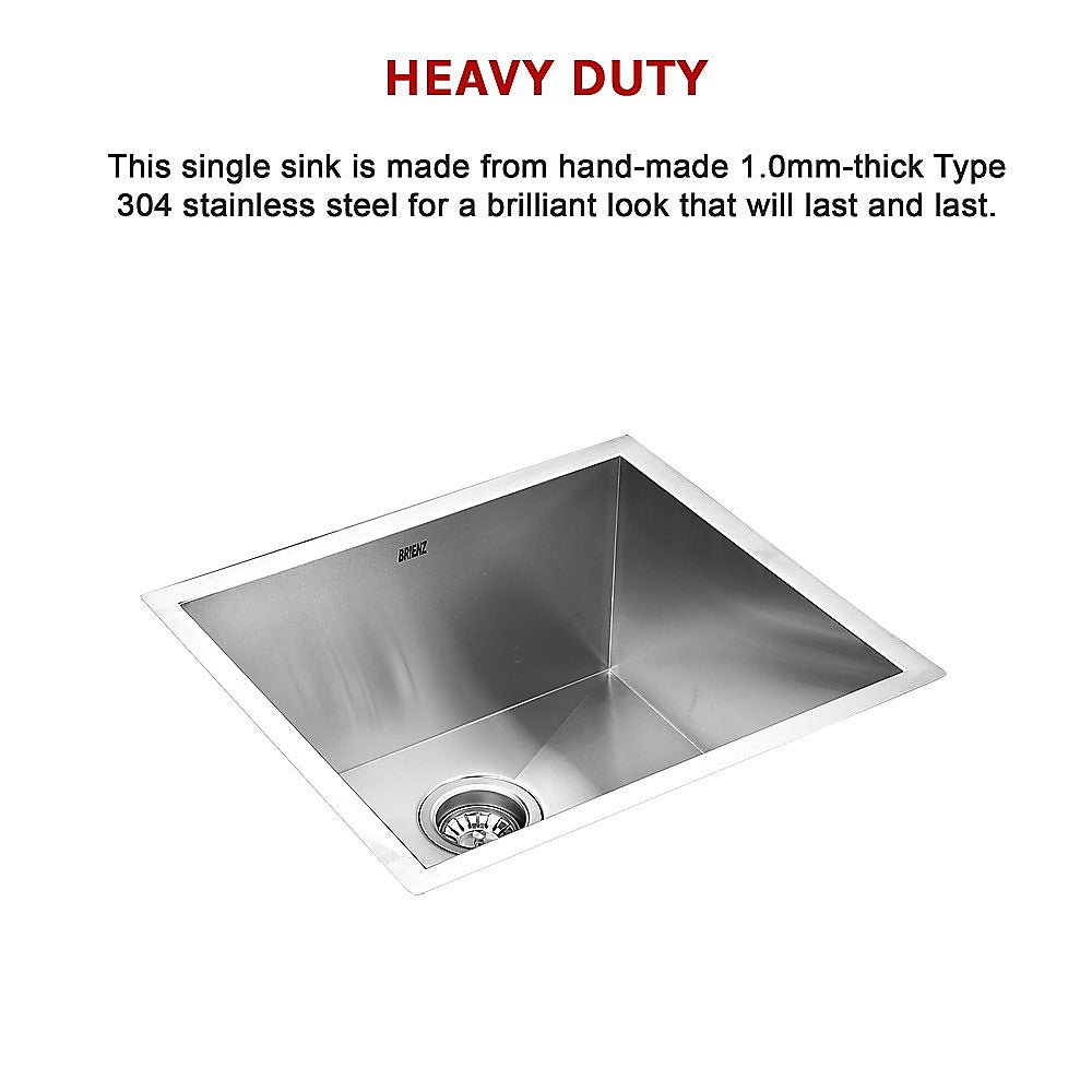 510x450mm Handmade Stainless Steel Undermount / Topmount Kitchen Laundry Sink with Waste - TRENDZ