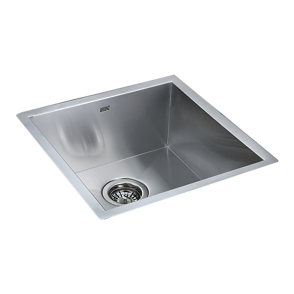 440x440mm Handmade Stainless Steel Undermount / Topmount Kitchen Laundry Sink with Waste - TRENDZ