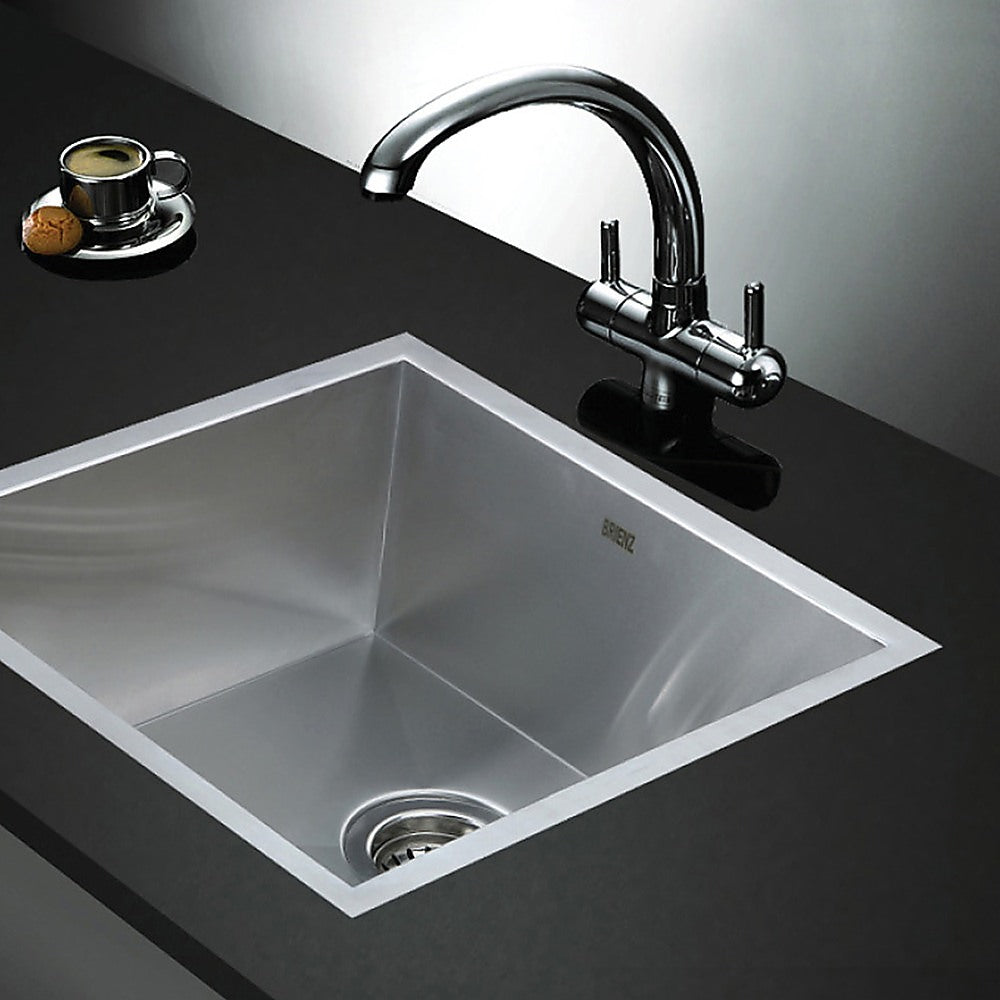 440x440mm Handmade Stainless Steel Undermount / Topmount Kitchen Laundry Sink with Waste - TRENDZ