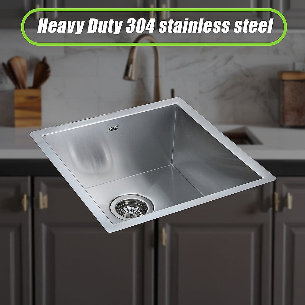 440x440mm Handmade Stainless Steel Undermount / Topmount Kitchen Laundry Sink with Waste - TRENDZ