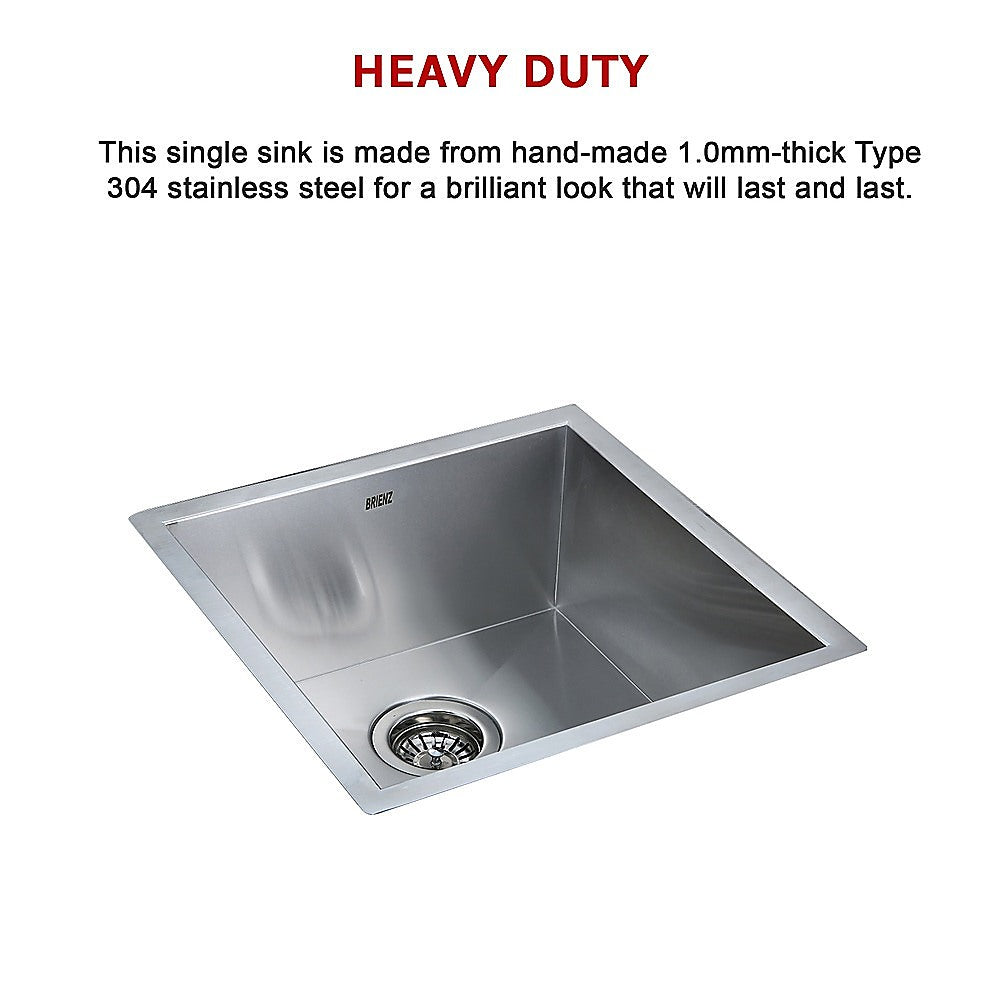 440x440mm Handmade Stainless Steel Undermount / Topmount Kitchen Laundry Sink with Waste - TRENDZ