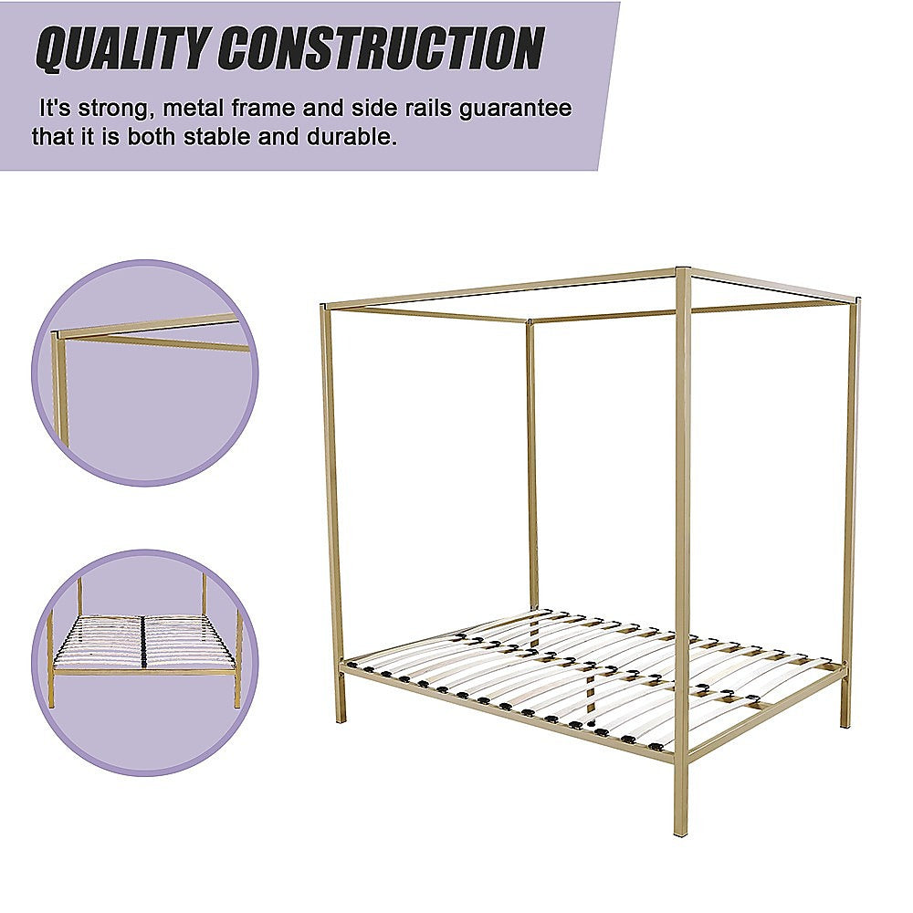 4 Four Poster Queen Bed Frame - TRENDZ