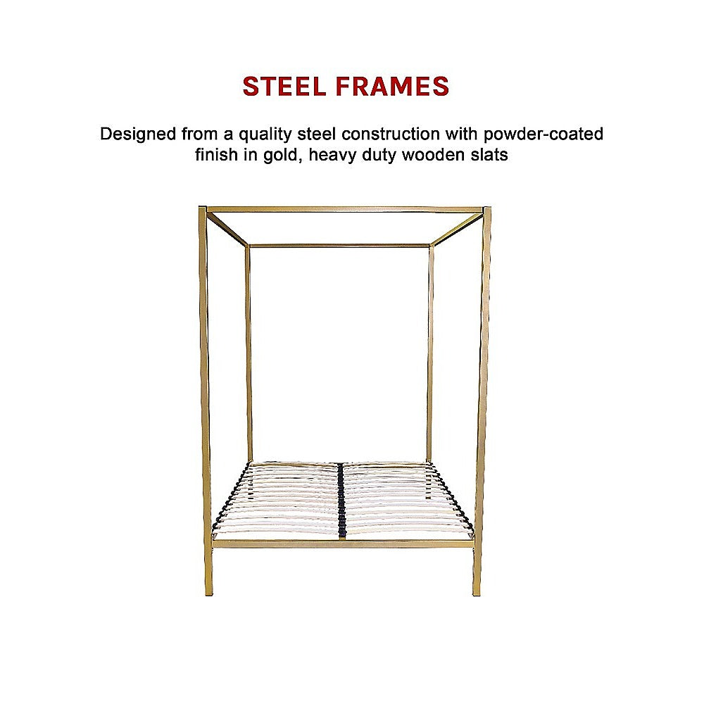 4 Four Poster Queen Bed Frame - TRENDZ