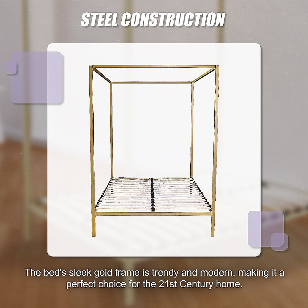 4 Four Poster Queen Bed Frame - TRENDZ