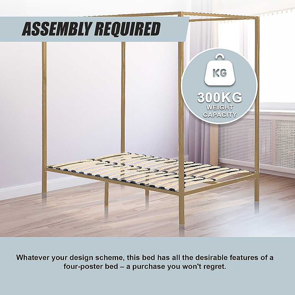 4 Four Poster Queen Bed Frame - TRENDZ