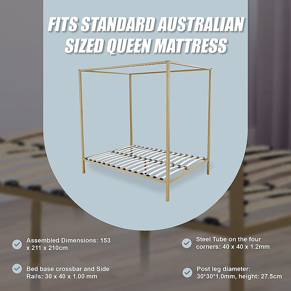 4 Four Poster Queen Bed Frame - TRENDZ