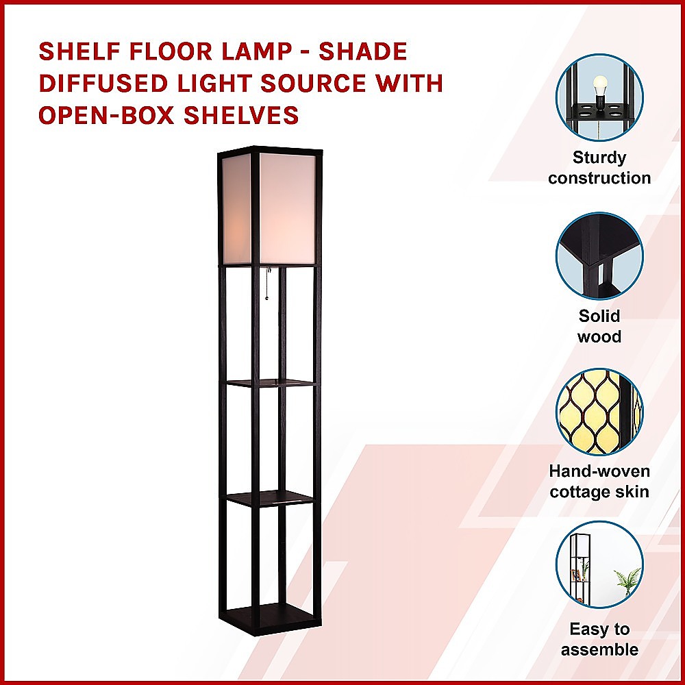 Shelf Floor Lamp - Shade Diffused Light Source with Open-Box Shelves - TRENDZ