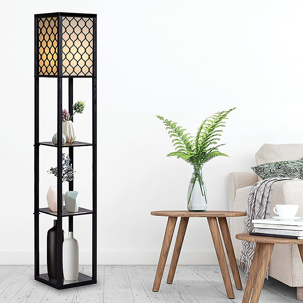 Shelf Floor Lamp - Shade Diffused Light Source with Open-Box Shelves - TRENDZ