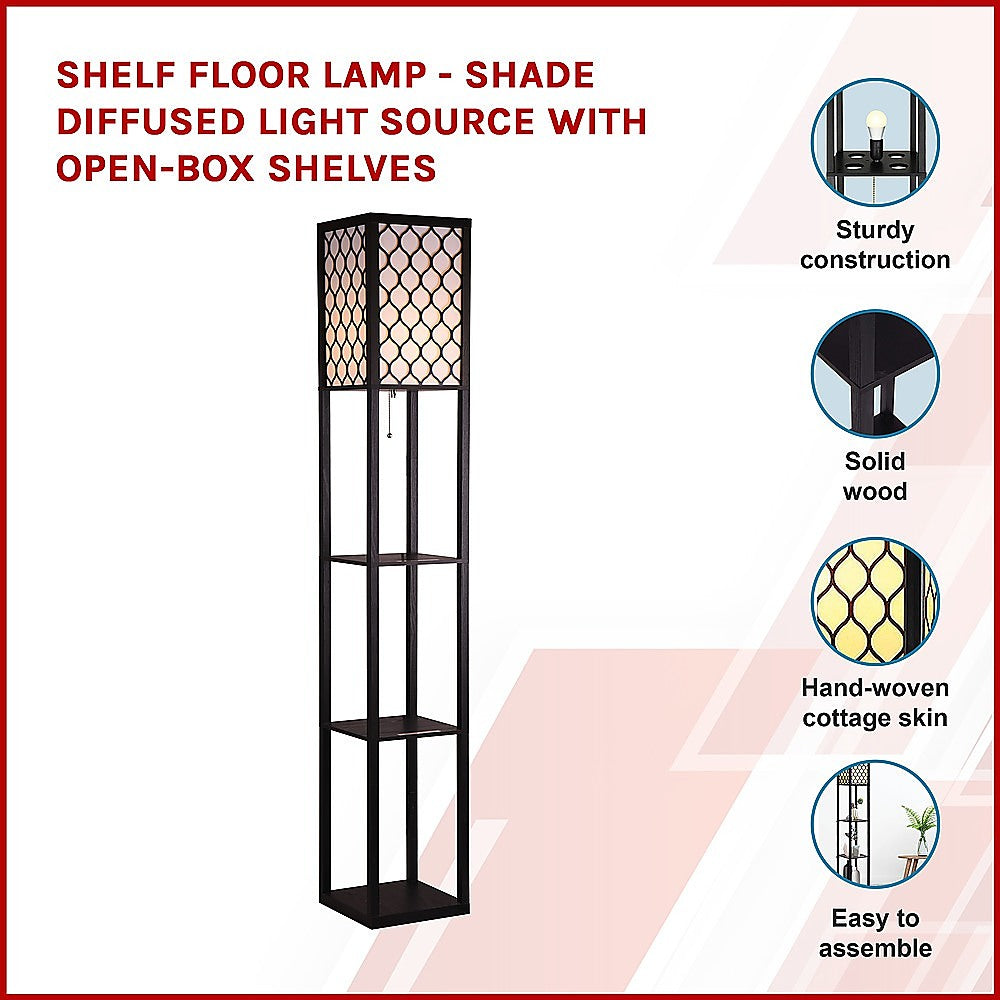 Shelf Floor Lamp - Shade Diffused Light Source with Open-Box Shelves - TRENDZ