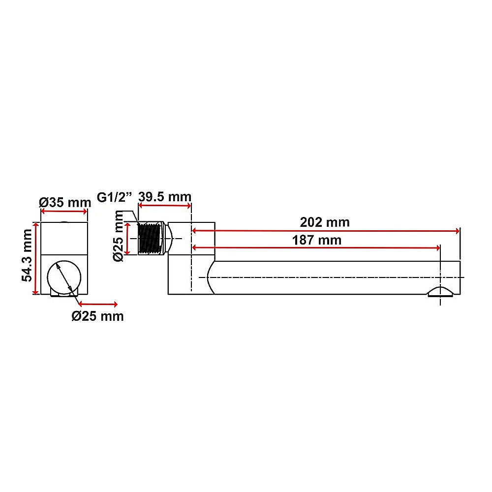 240mm Brass Bath Safety Spout Swivel