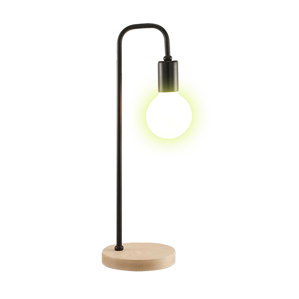 Modern Table lamp Desk Light Timber Base Bedside Bedroom Black - TRENDZ