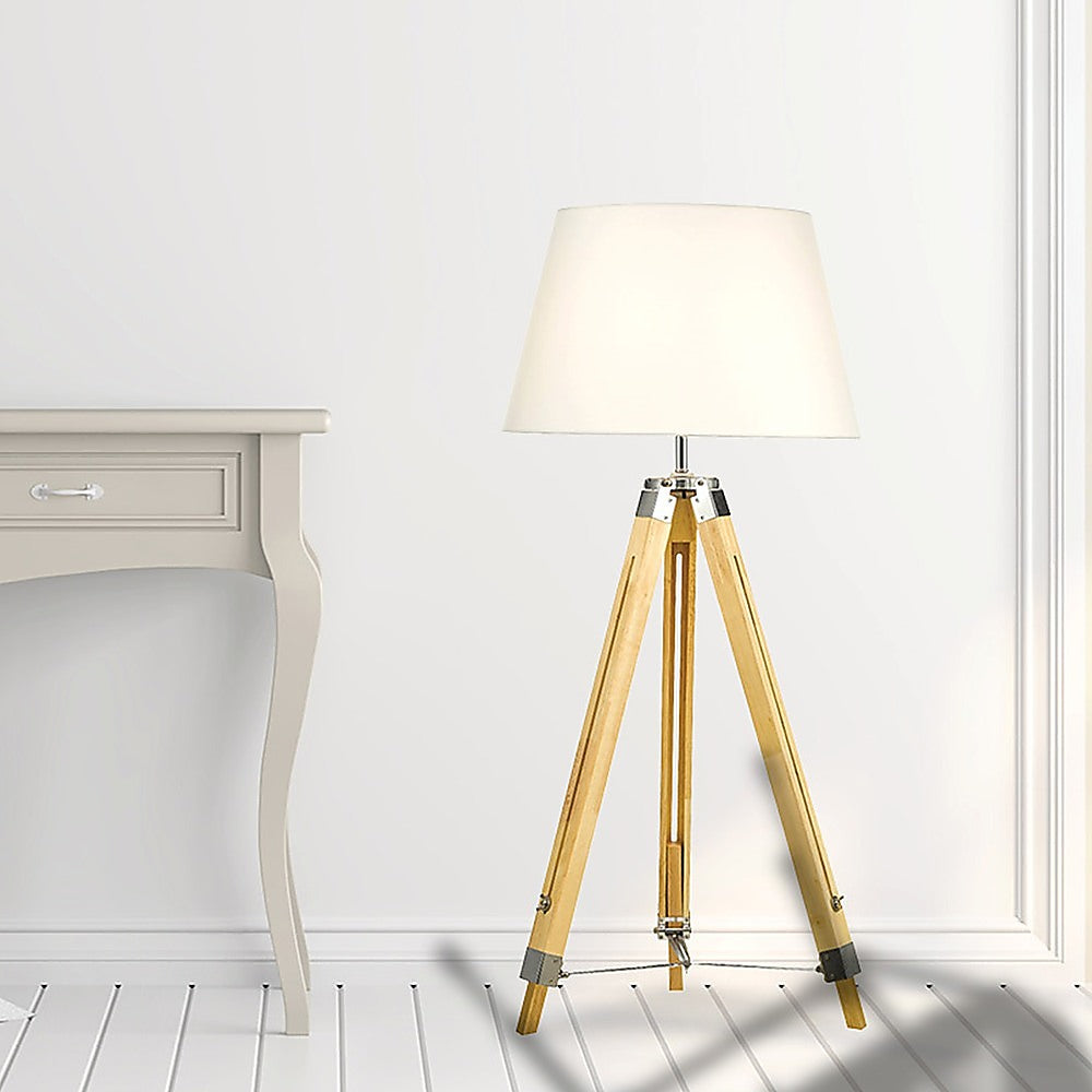 Modern Floor Lamp Wood Tripod Home Bedroom Reading Light 145cm - TRENDZ