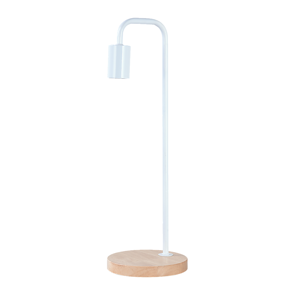 Modern Table lamp Desk Light Timber Base Bedside Bedroom White - TRENDZ