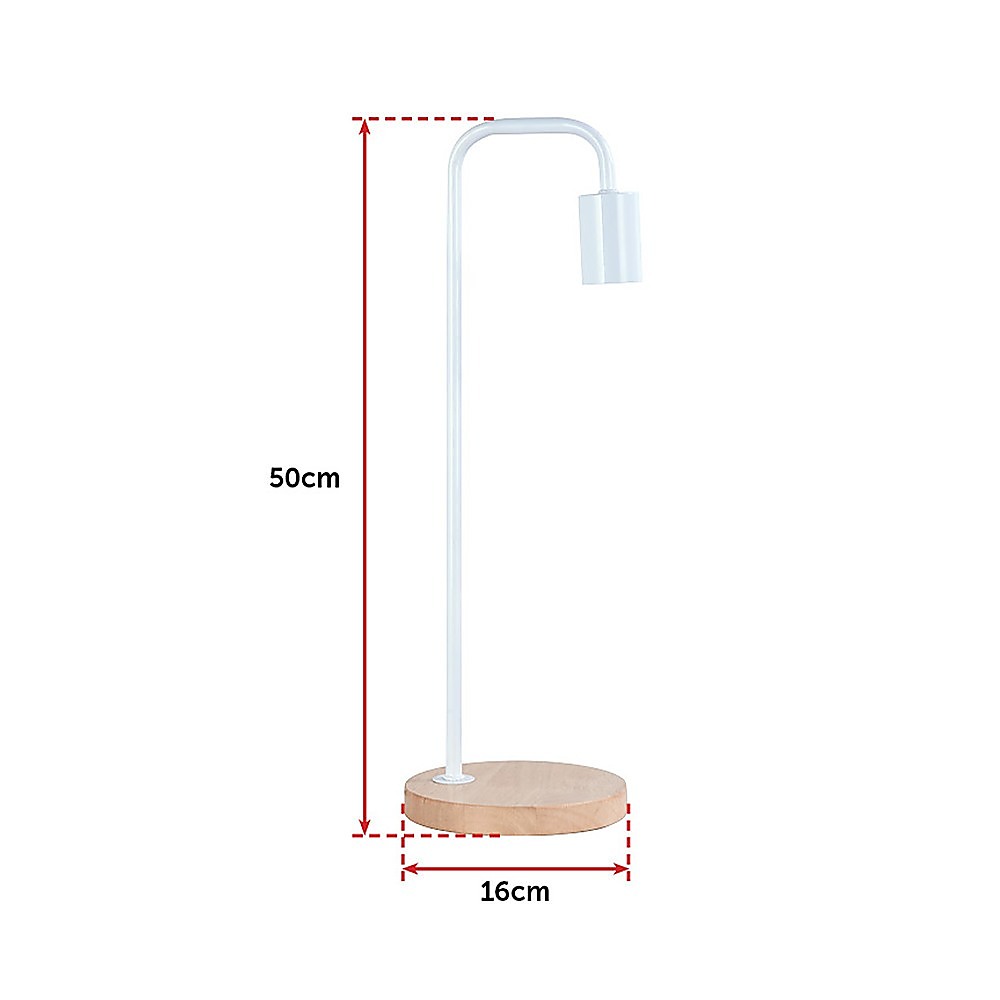 Modern Table lamp Desk Light Timber Base Bedside Bedroom White - TRENDZ