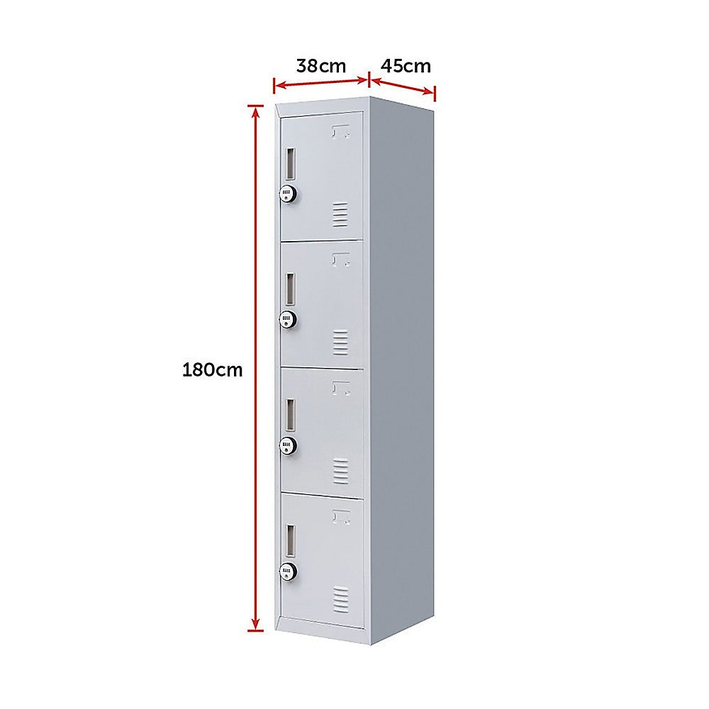 4-Door Vertical Locker for Office Gym Shed School Home Storage - TRENDZ