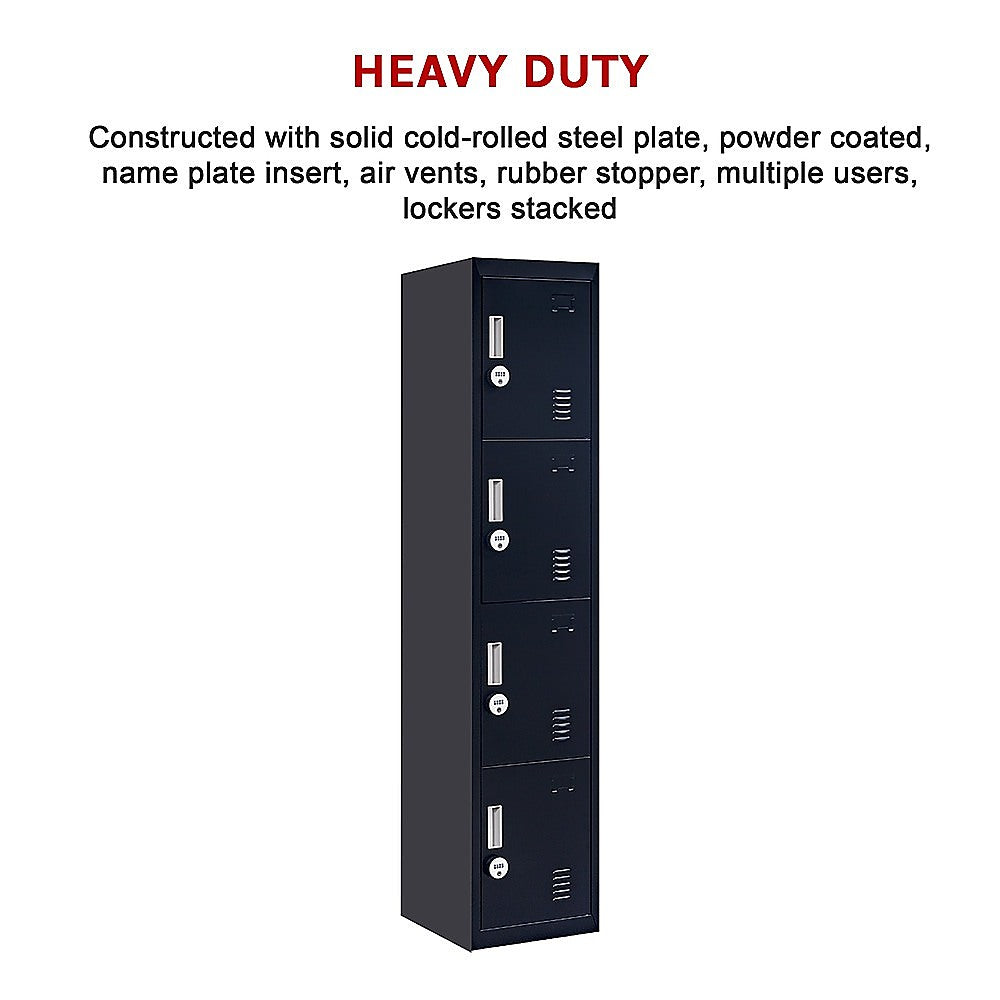 4-Door Vertical Locker for Office Gym Shed School Home Storage - TRENDZ