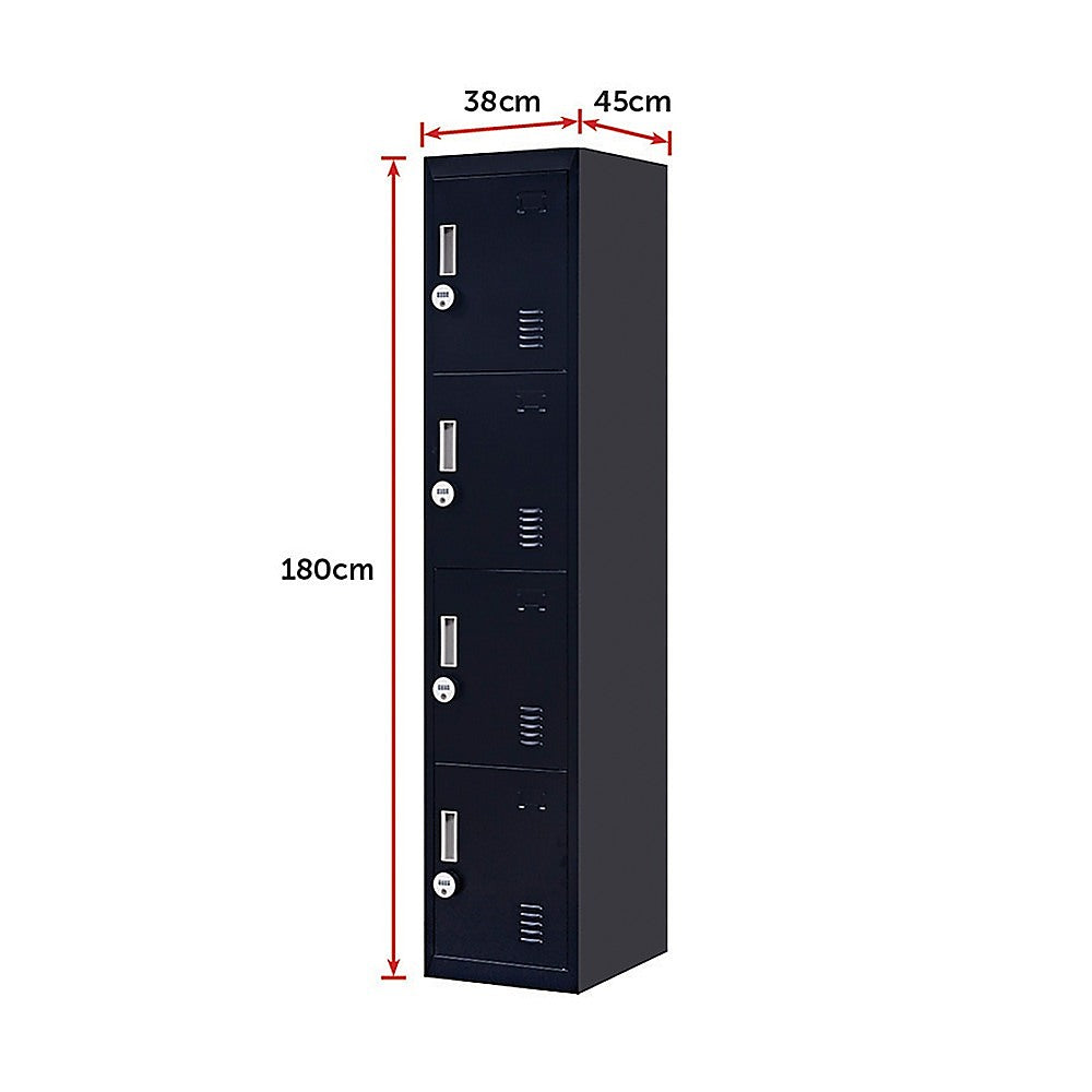 4-Door Vertical Locker for Office Gym Shed School Home Storage - TRENDZ