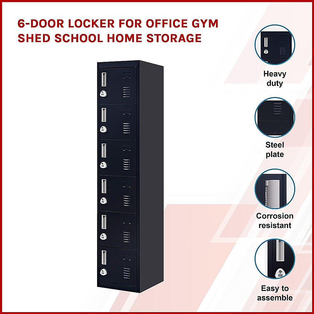 6-Door Locker for Office Gym Shed School Home Storage - TRENDZ