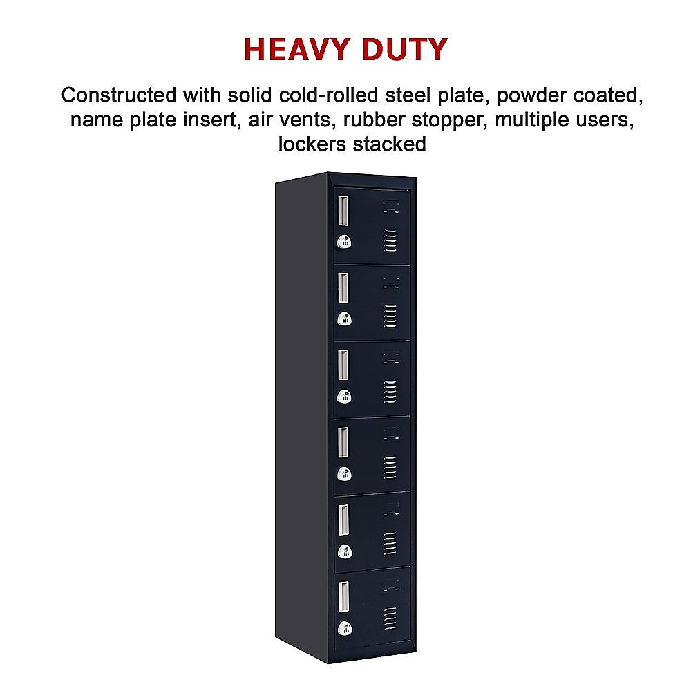6-Door Locker for Office Gym Shed School Home Storage - TRENDZ